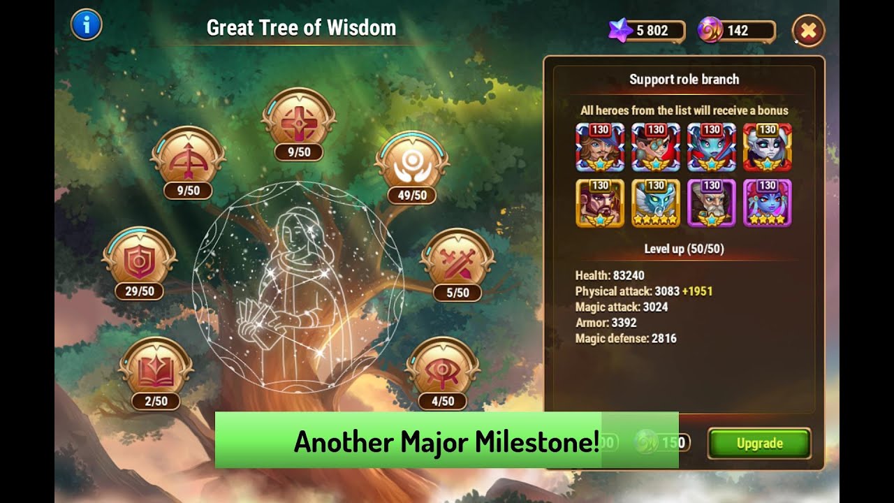 Hero Wars — Maxing Out My First Branch in the Great Tree of Wisdom in Asgard!