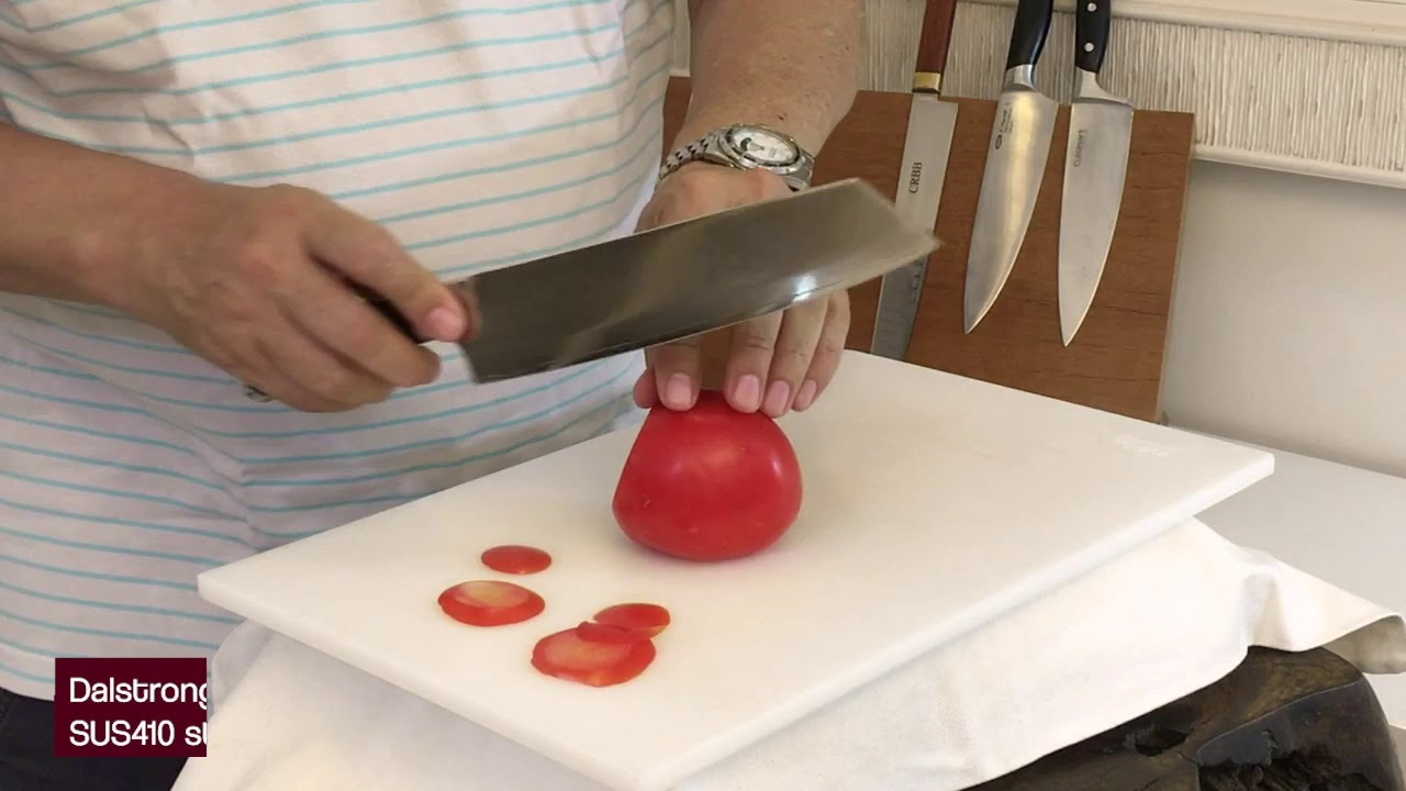 Teste de afiação usando tomate