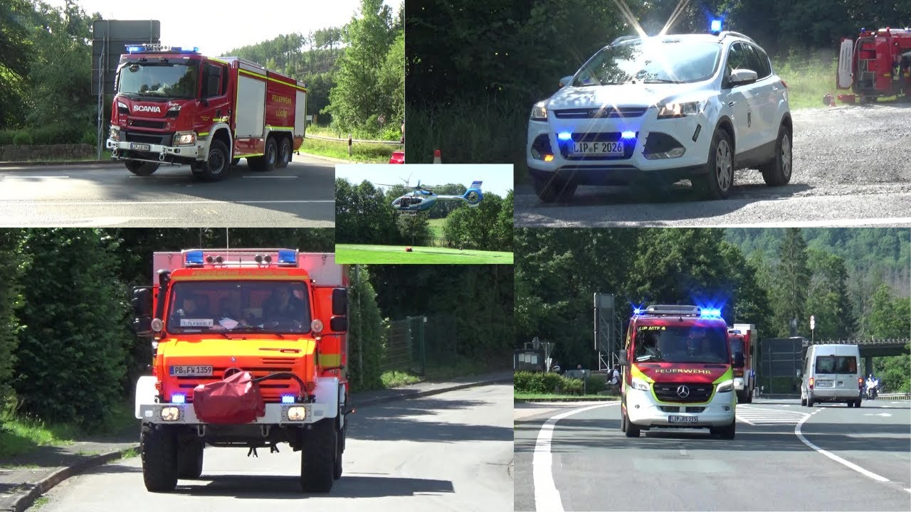 [Waldbrand im Naturpark Eggegebirge] Einsatzfahrten zur Großübung im Kreis Lippe