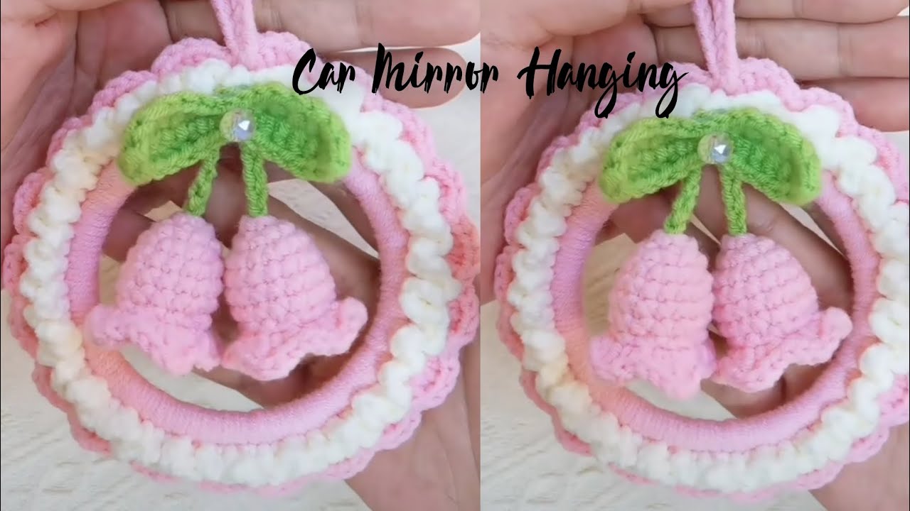 Crochet lily of the valley car charm //car Mirror hanging 💓