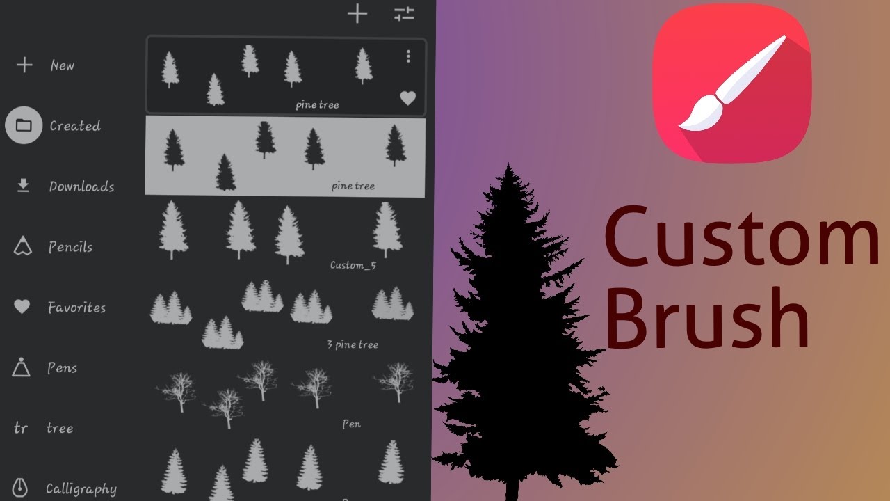 How to create custom brush in infinite painter | Pine Tree Custom Brush
