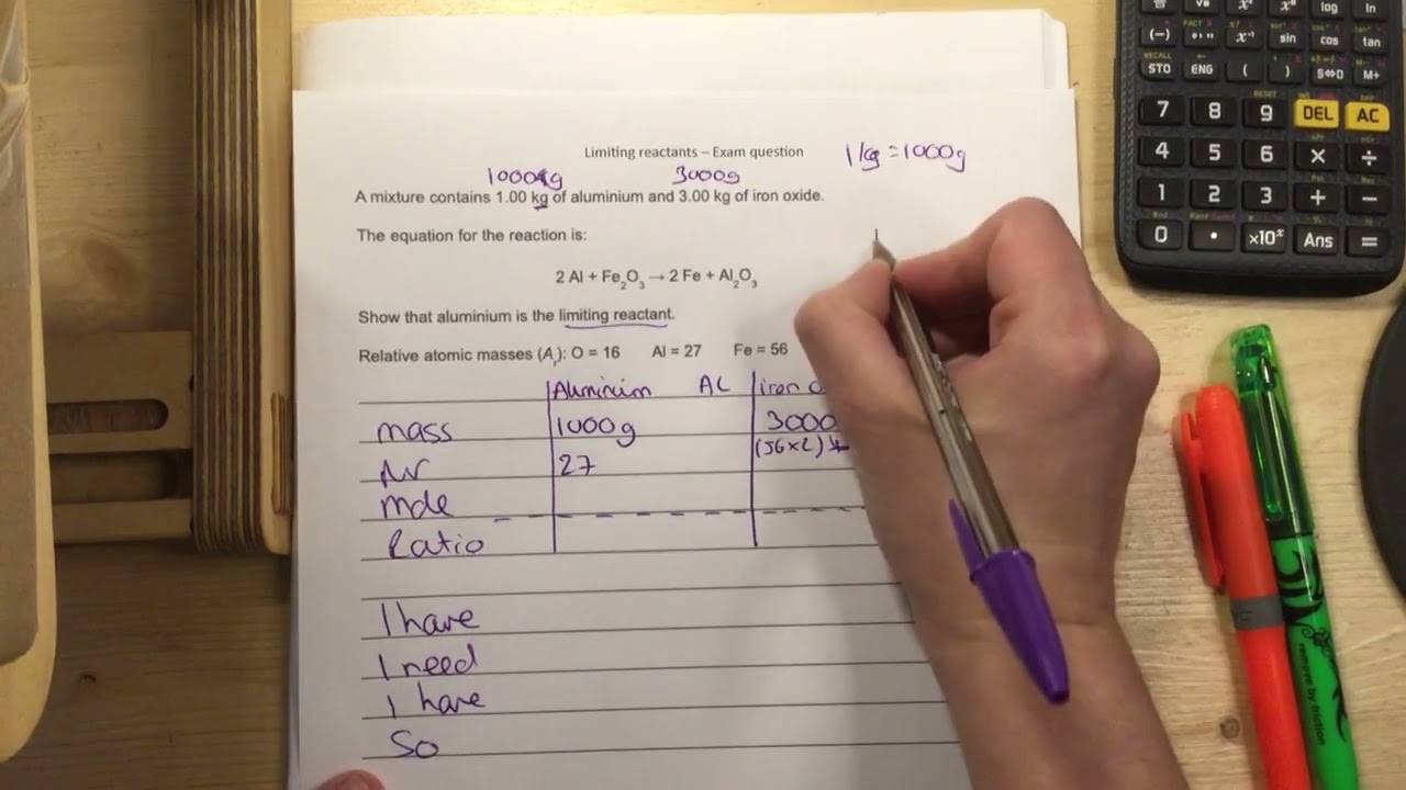 Limiting Reactants Exam Q