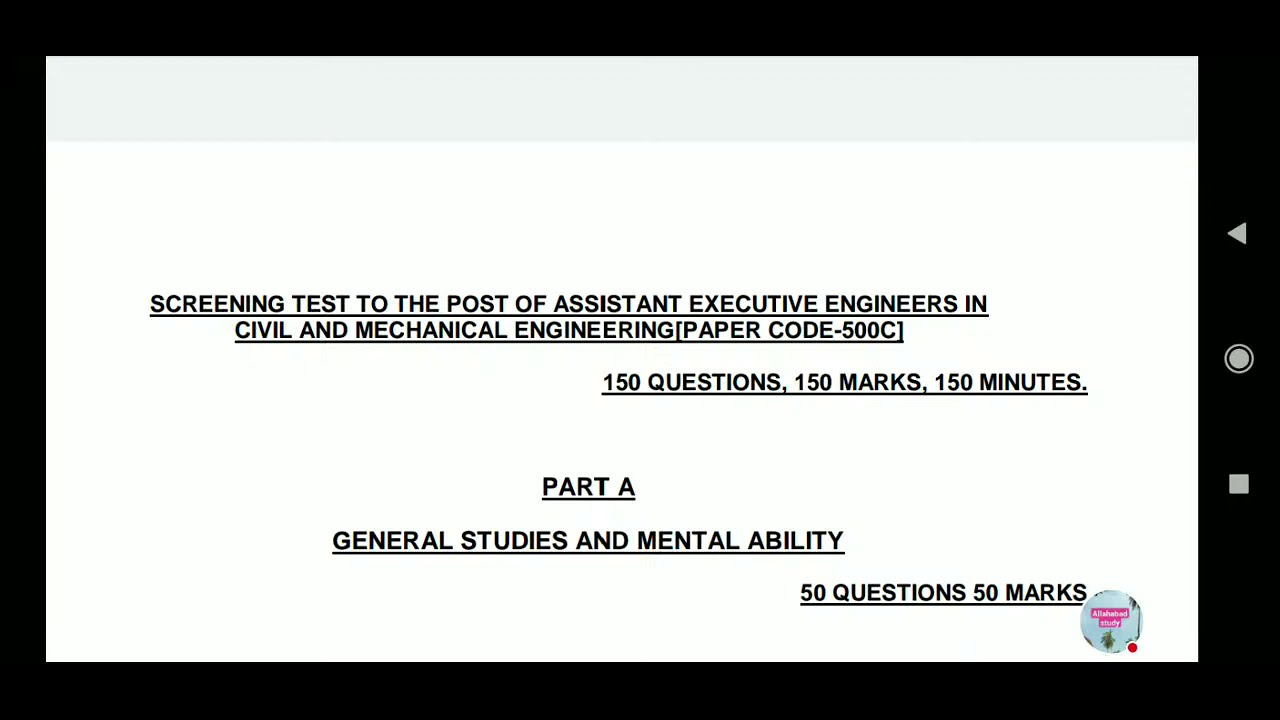 APPSC AE (CIVIL & MECHANICAL) Question Paper 2018