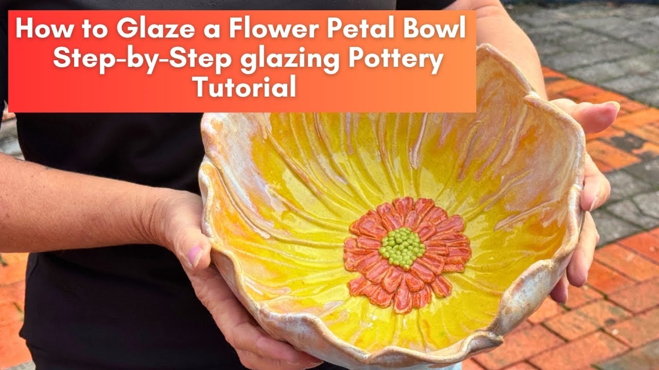 🌸How to glaze a Flower Petal Bowl | Step-by-step Pottery tutorial | Beginner friendly