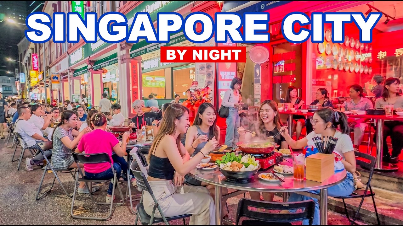 🇸🇬Singapore City By Night | Clean Streets | Street Food & Nightlife Highlights🍜✨😍