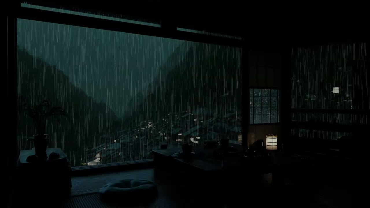 Spring Garden Rain Sounds 🌧 Dark Bedroom Ambience for Relaxation & Deep Sleep