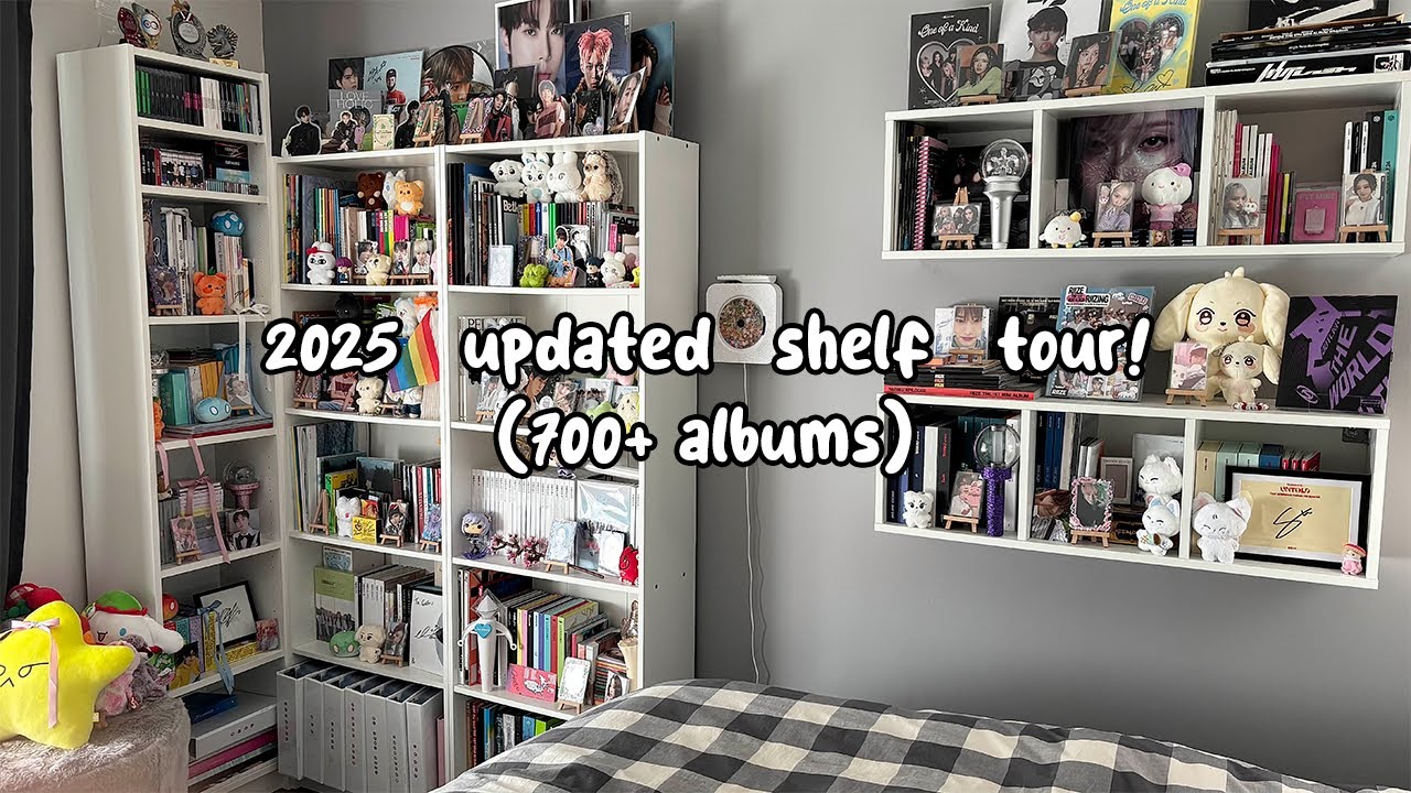 2025 updated shelf tour! (700+ albums) ♡ nct, loona, enhypen, aespa, red velvet & many more!