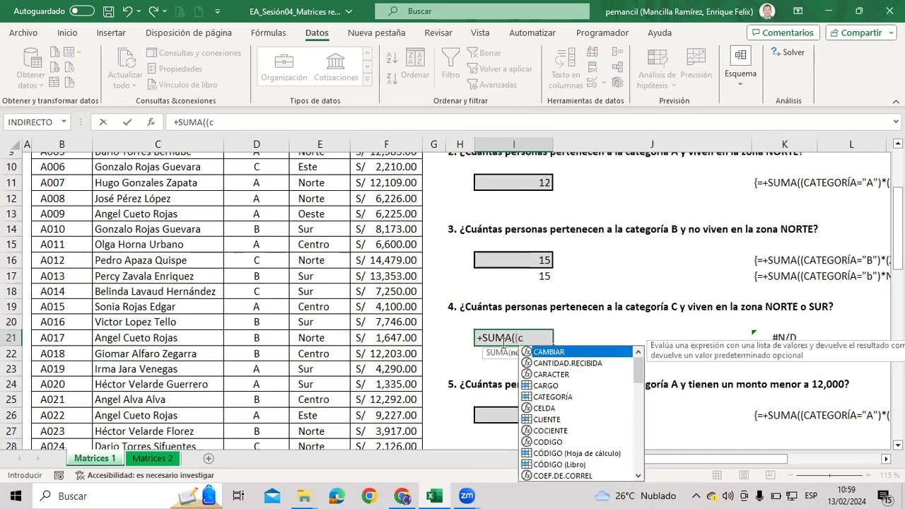 Excel Avanzado 05 - Funciones matriciales con Excel (I)