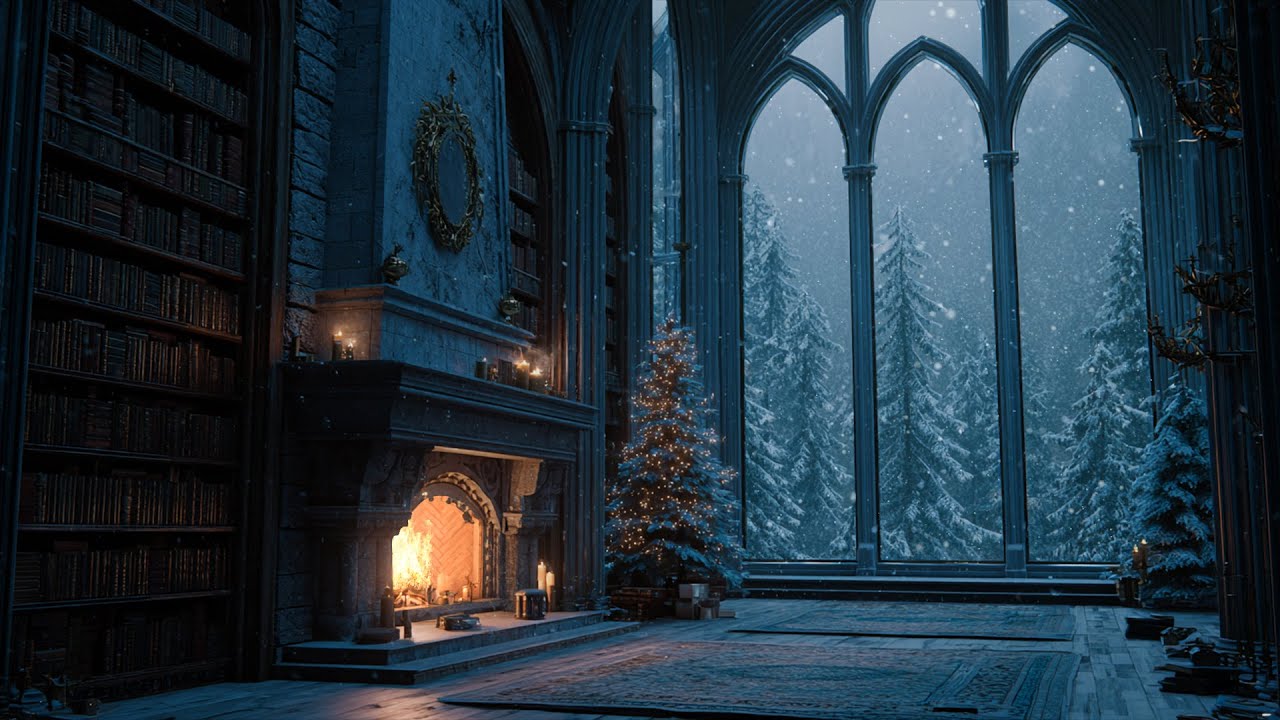 Soft Snow Resting Around Warm Firelight ❄️ A Calm Winter Atmosphere for Focus