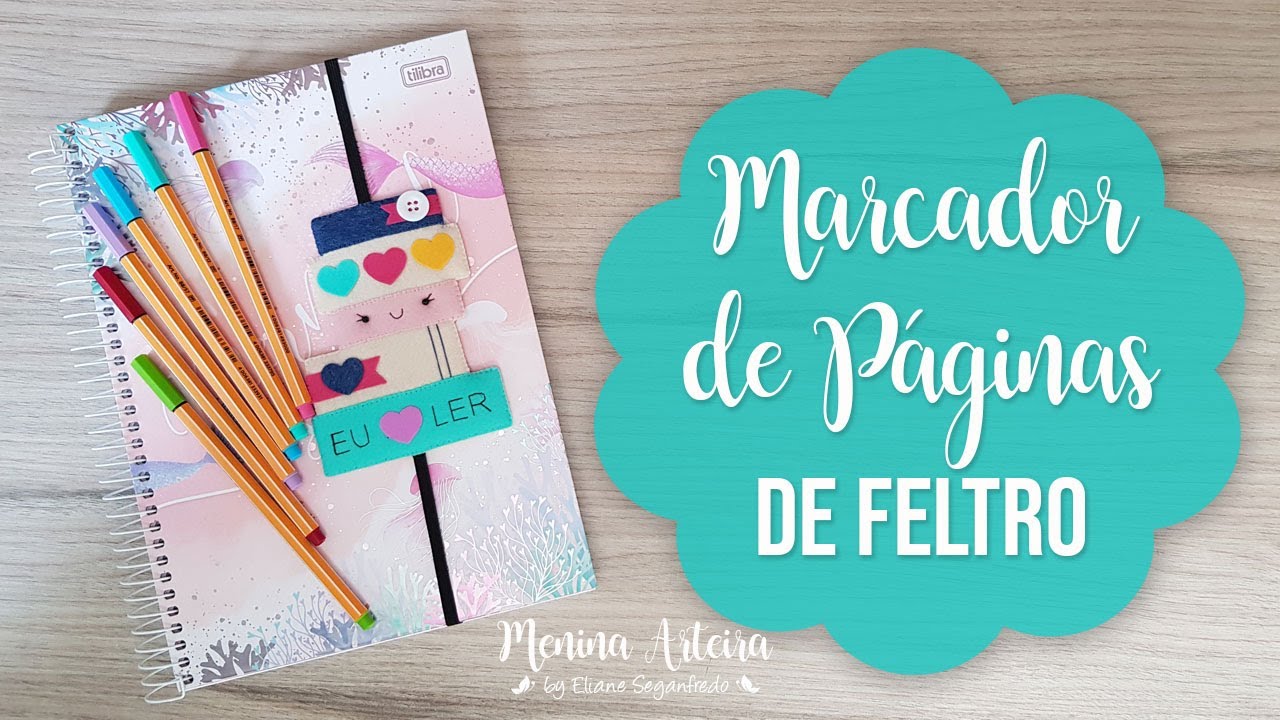Marcador de Páginas Eu Amo Ler de Feltro
