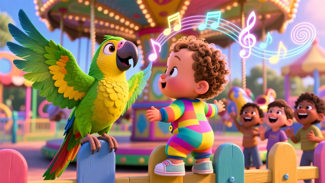 Talking Parrot With Baby | Fun Learning Song for Toddlers | Cute Talking Bird Adventure