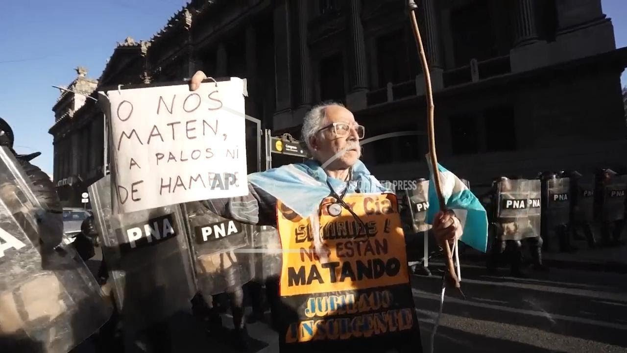 Pensioners, unions and opposition protest Milei's economic policies and backing a 