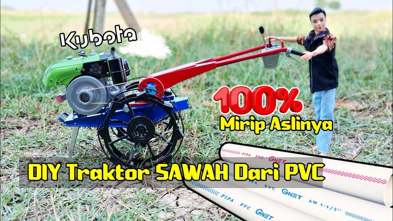 Cara Mudah Membuat Miniatur Traktor Sawah Sendiri memakai Mesin Diesel Kubota mini - DIY Kreatif!