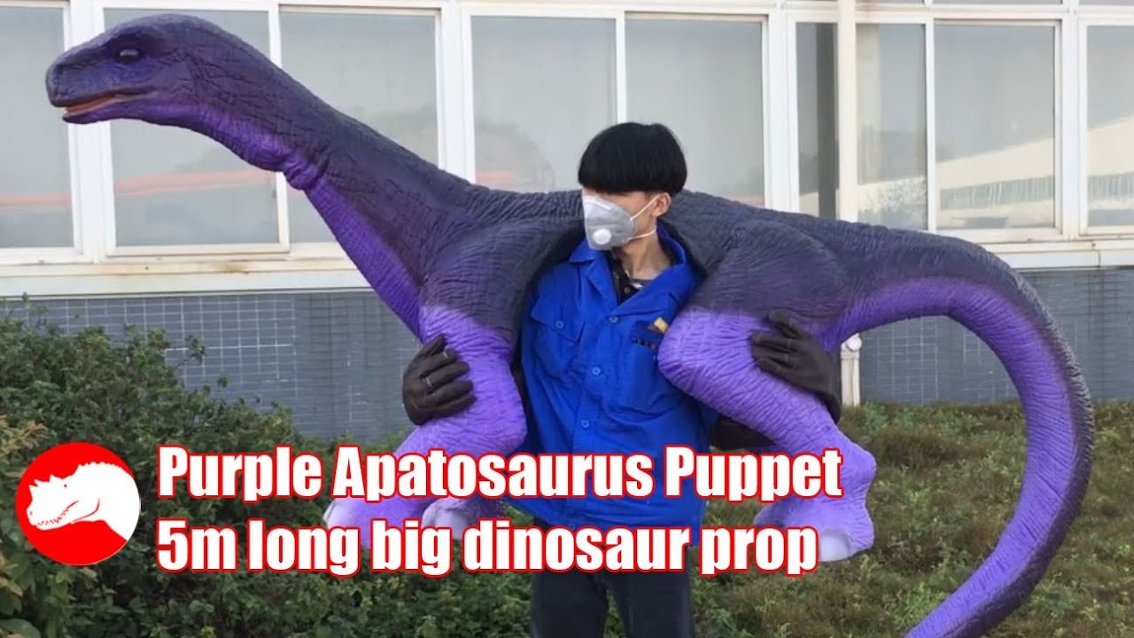 Armed Apatosaurus / Brontosaurus Puppet - Big Purple Dinosaur Prop
