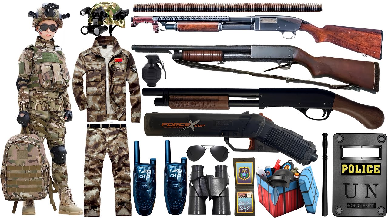 Special police weapon toy set unboxing, hunting rifle, M416 rifle, 98K sniper rifle, Glock pistol