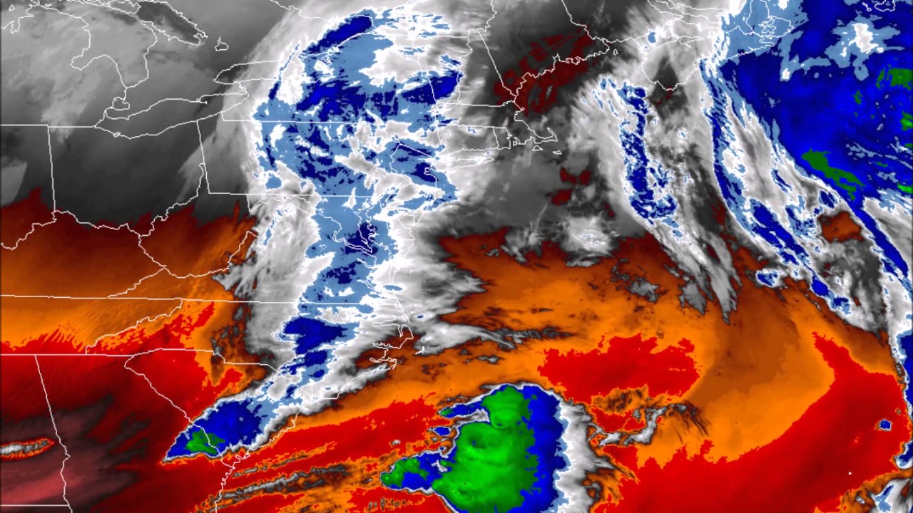 GOES-16 Water Vapor Imagery of Nor'easter