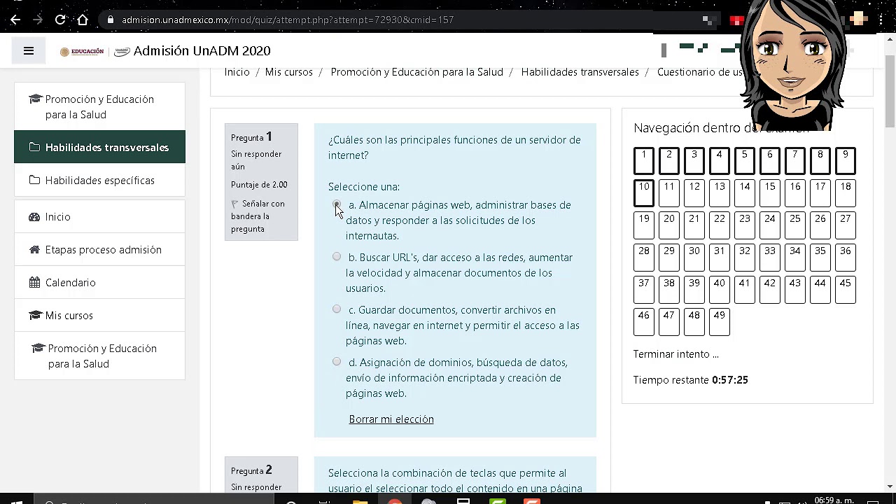 Cuestionario de uso de tecnolog&iacute;as - Examen UNADM 2020