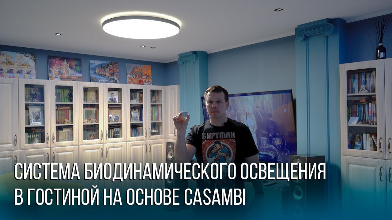 Пример использования Casambi для сценарного и биодинамического освещения в гостиной