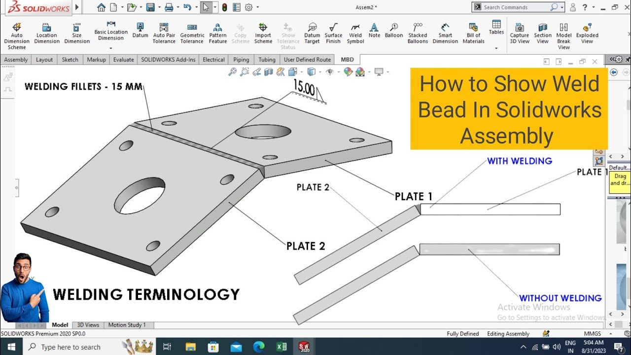 Учебные пособия по сварным соединениям Solidworks | Как вставить сварной шов в сборку Solidworks