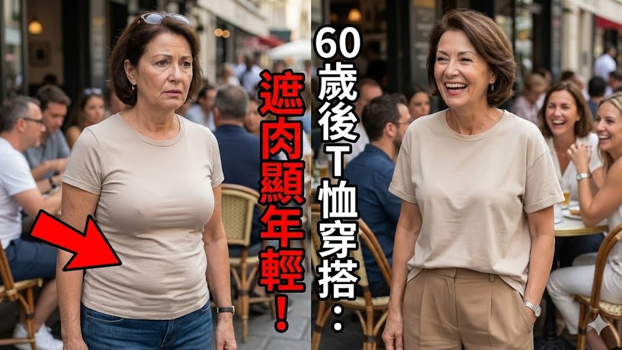 60歲以後，穿T恤記住這4個“穿衣心機”！不顯贅肉、不顯老，聚餐拍照妳最吸睛！#60歲穿搭 #穿T恤心機 #不顯贅肉 #不顯老 #時尚秘訣 #聚餐拍照 #最吸睛
