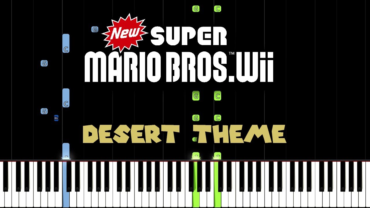 Desert Theme - New Super Mario Bros. Wii (Piano Tutorial) [Synthesia]