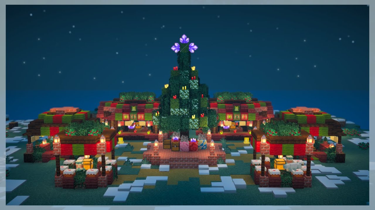 【Minecraft】おしゃれで簡単！クリスマスマーケットの作り方🎄【マイクラ建築】