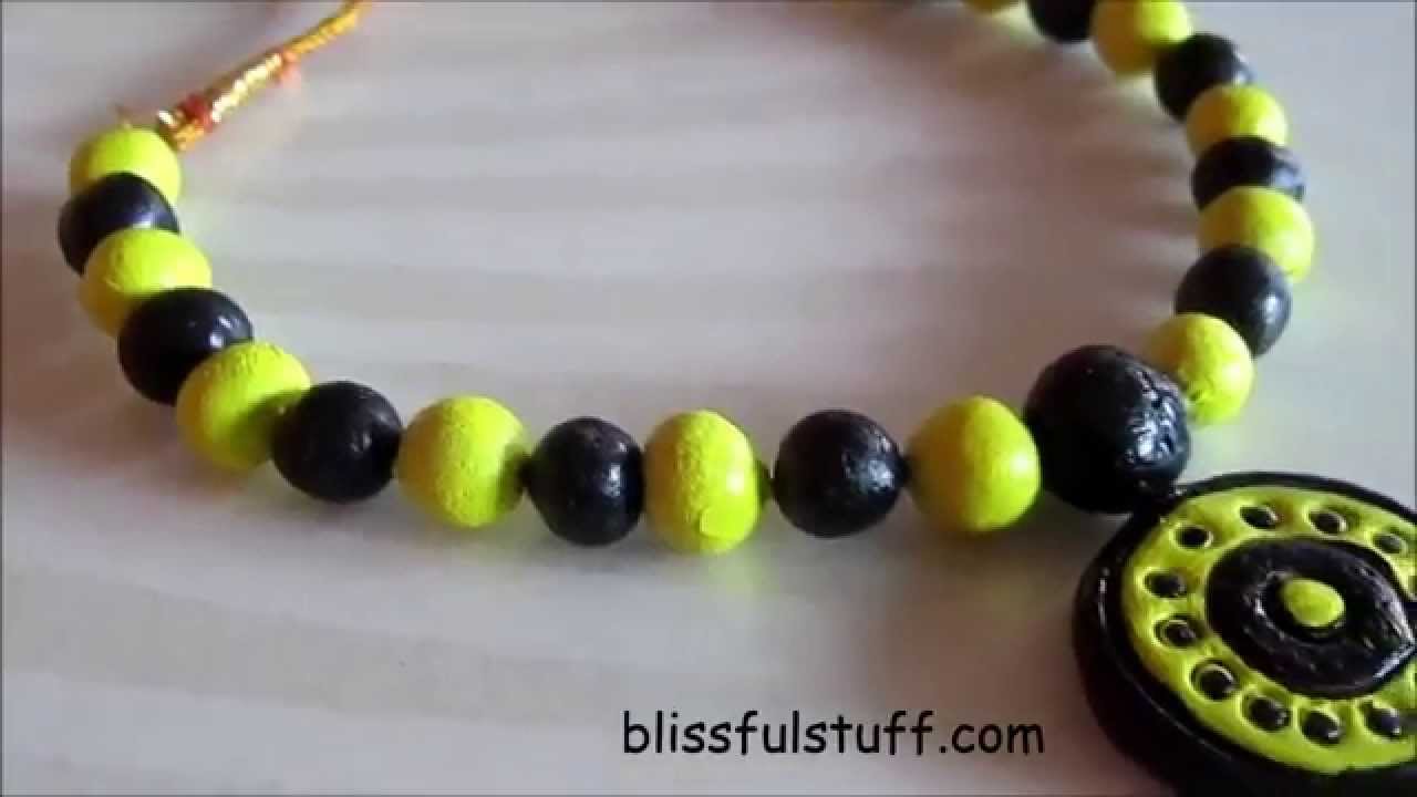 DIY- How to make simple terracotta necklace | No bake terracotta jewellery