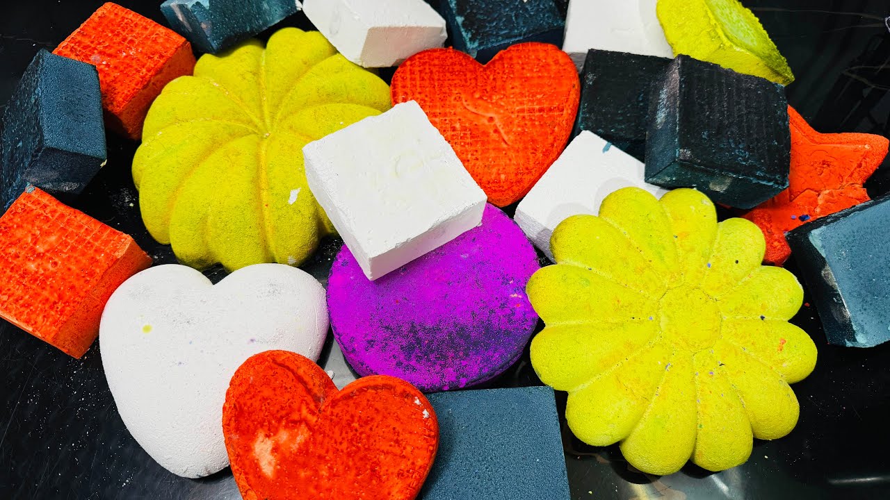 Variety Dyed Soft Chalk Reform | Dusty Fluffy Dyed Chalk Crush ASMR 