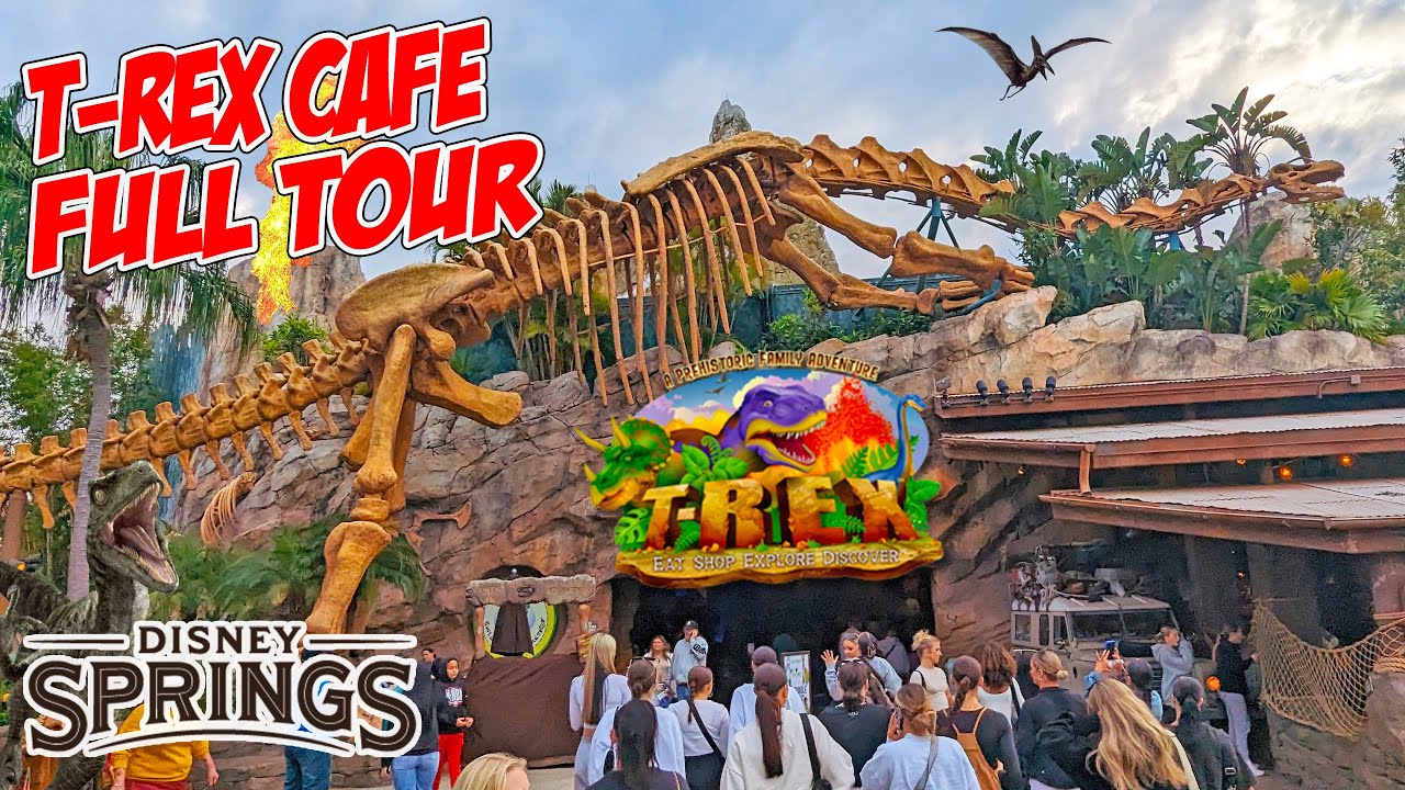 T-Rex Café With Meteor Storm in Disney Springs at Walt Disney World Florida (Feb  2024) [4K]