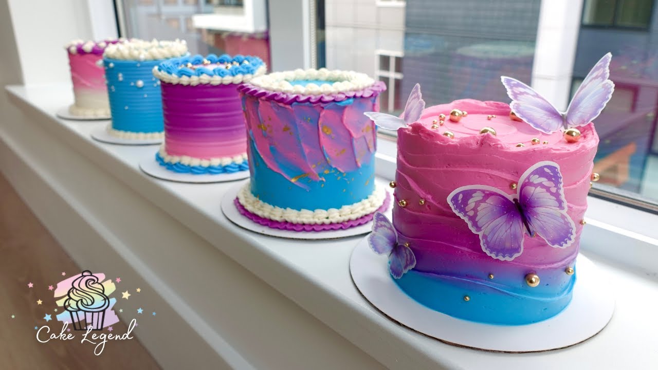 5 Simple Cake Designs | More Unedited Cake Decorating :)