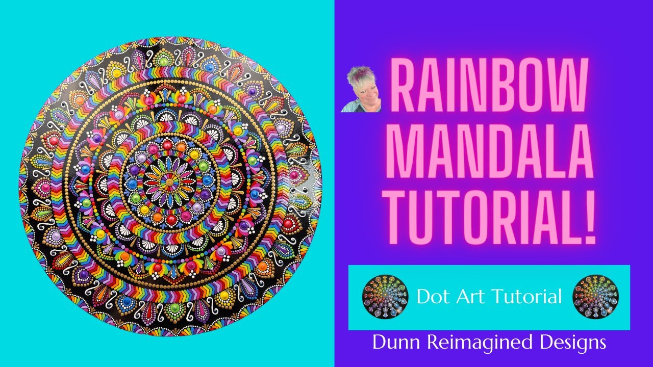24- Rainbow Mandala Dot Art Tutorial| Dot Art Tutorial | Courage | Rainbow Art | 20 inch MDF Round