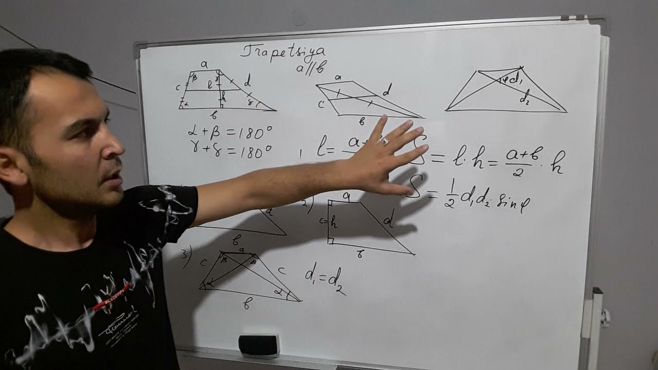 Geometriya. Trapetsiya. Xossalari va formulalari(chizmalari bilan)