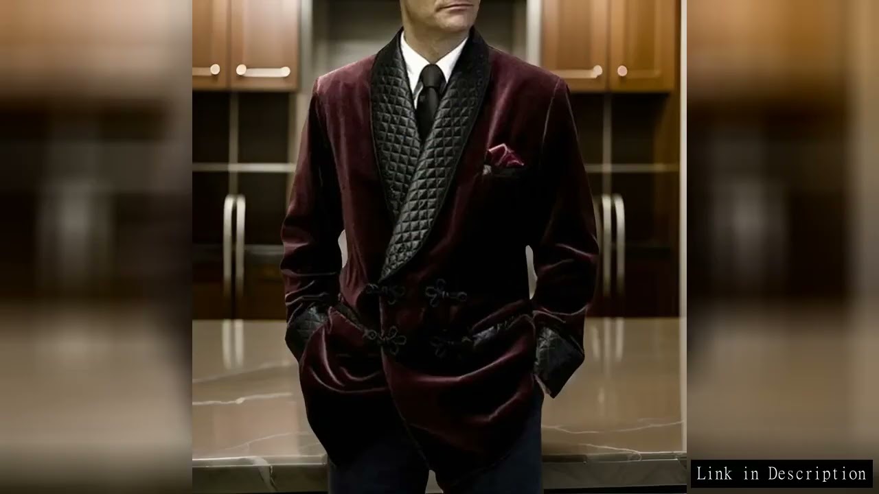 Velvet Smoking Jacket 1 Pc with Mandarin Buttons Shawl Lapel Long Casual Business Blazer 2024 Male F