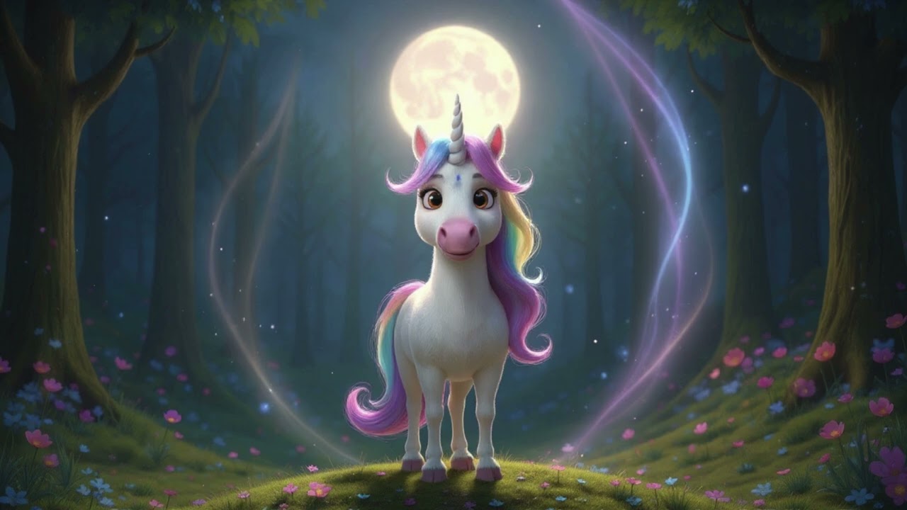 Einhorn Mila🦄und der schlafende Mond 🌙 Ruhige Gute-Nacht-Geschichte f&uuml;r Kinder