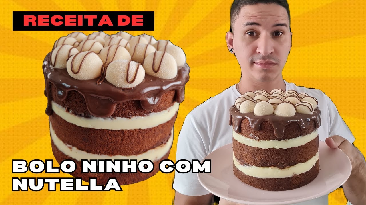 Receita de bolo Naked cake de ninho com nutella