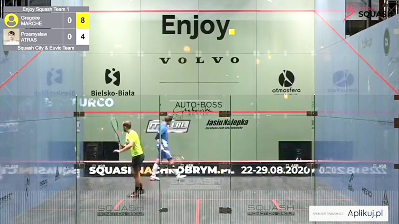 SQUASH. Gregoire Marche - BH topspin drop