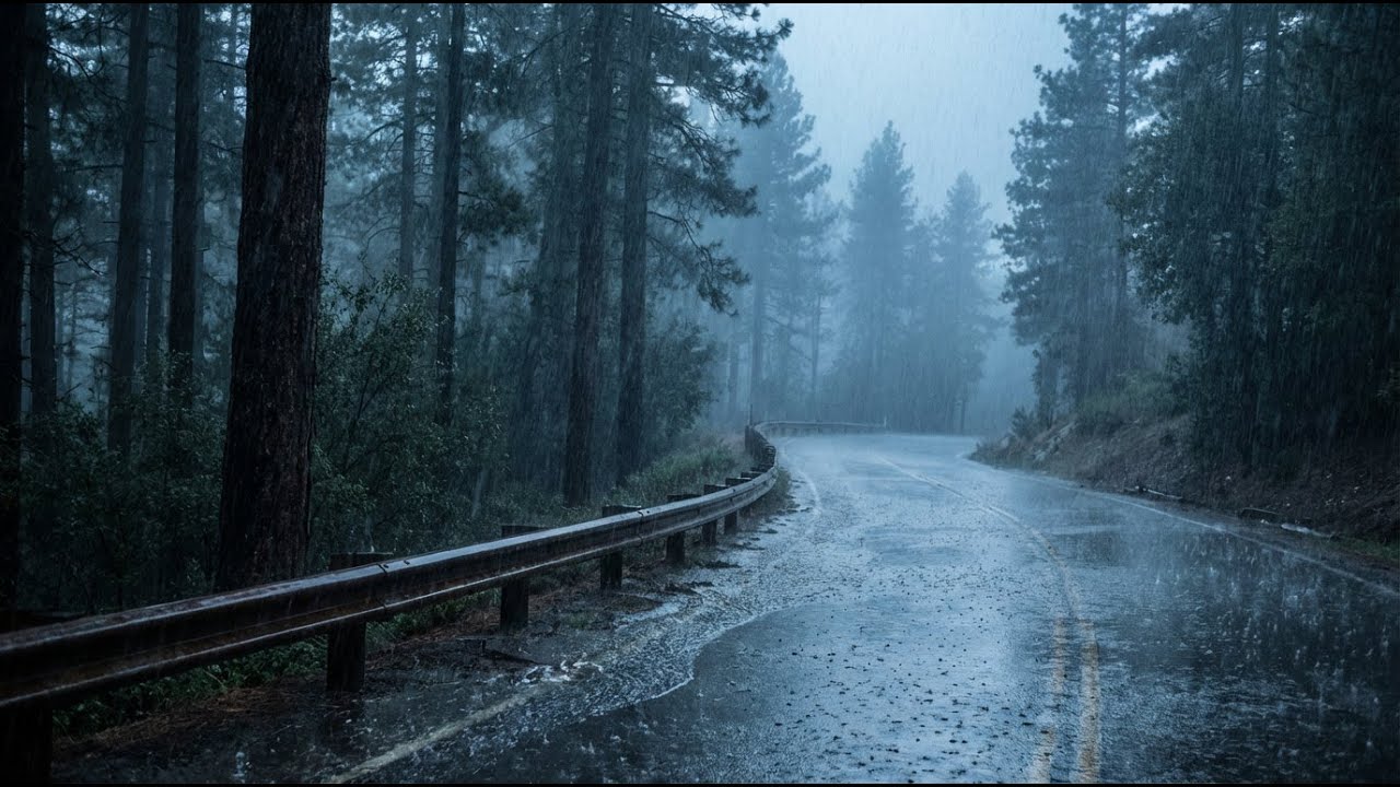 Rain Sounds For Sleeping 99% | Rainstorm on a Forest Road at Night
