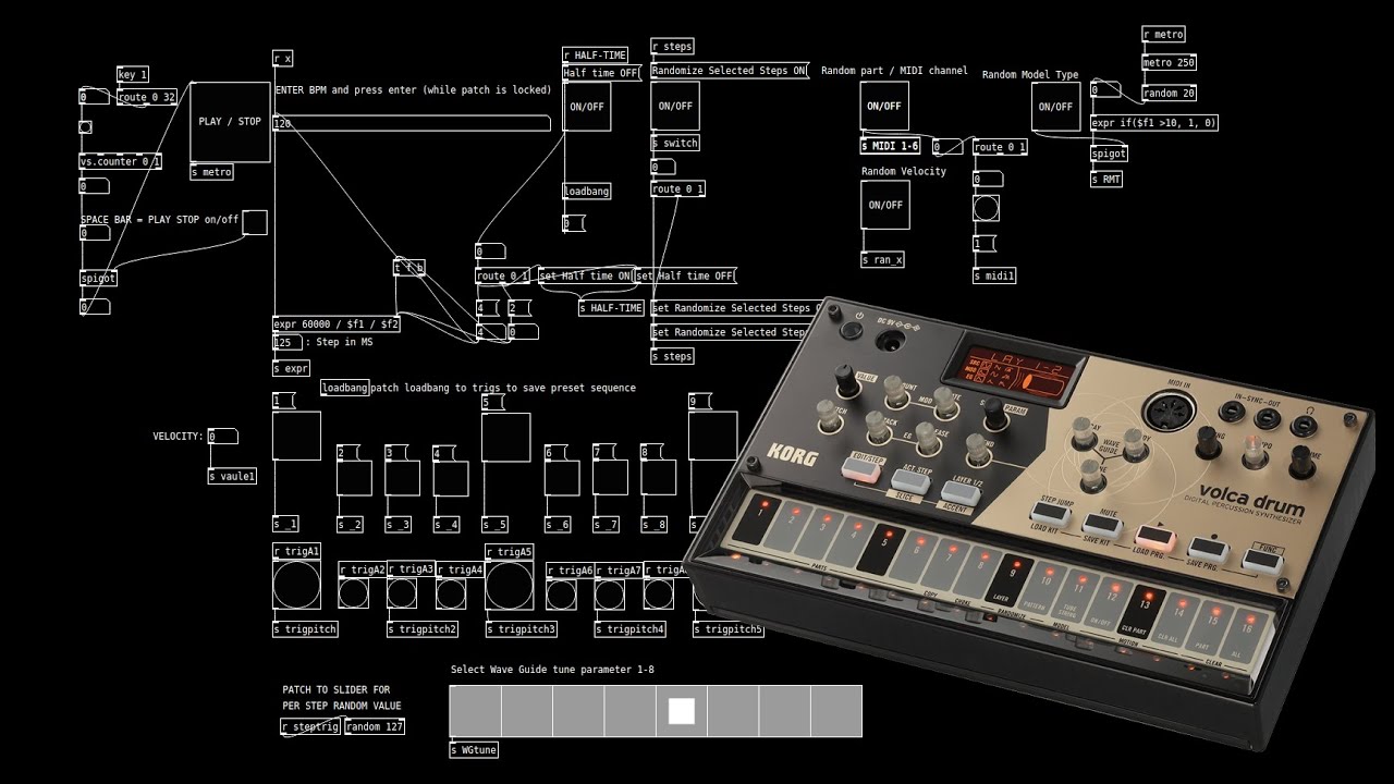Free Volca drum - editor / glitch sequencer with Pure Data by noiseAUD
