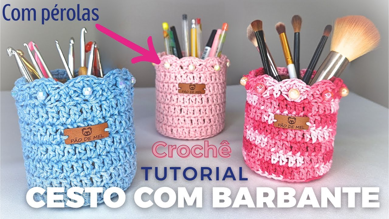 Cestinho de Crochê com Barbante | Perfeito para Porta-Canetas e Mais!