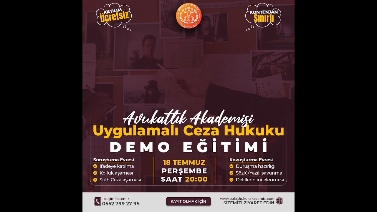 (CMK Soruşturma Evresi || CMK Kovuşturma Evresi) Avukatlık Akademisi Tanıtım Dersi