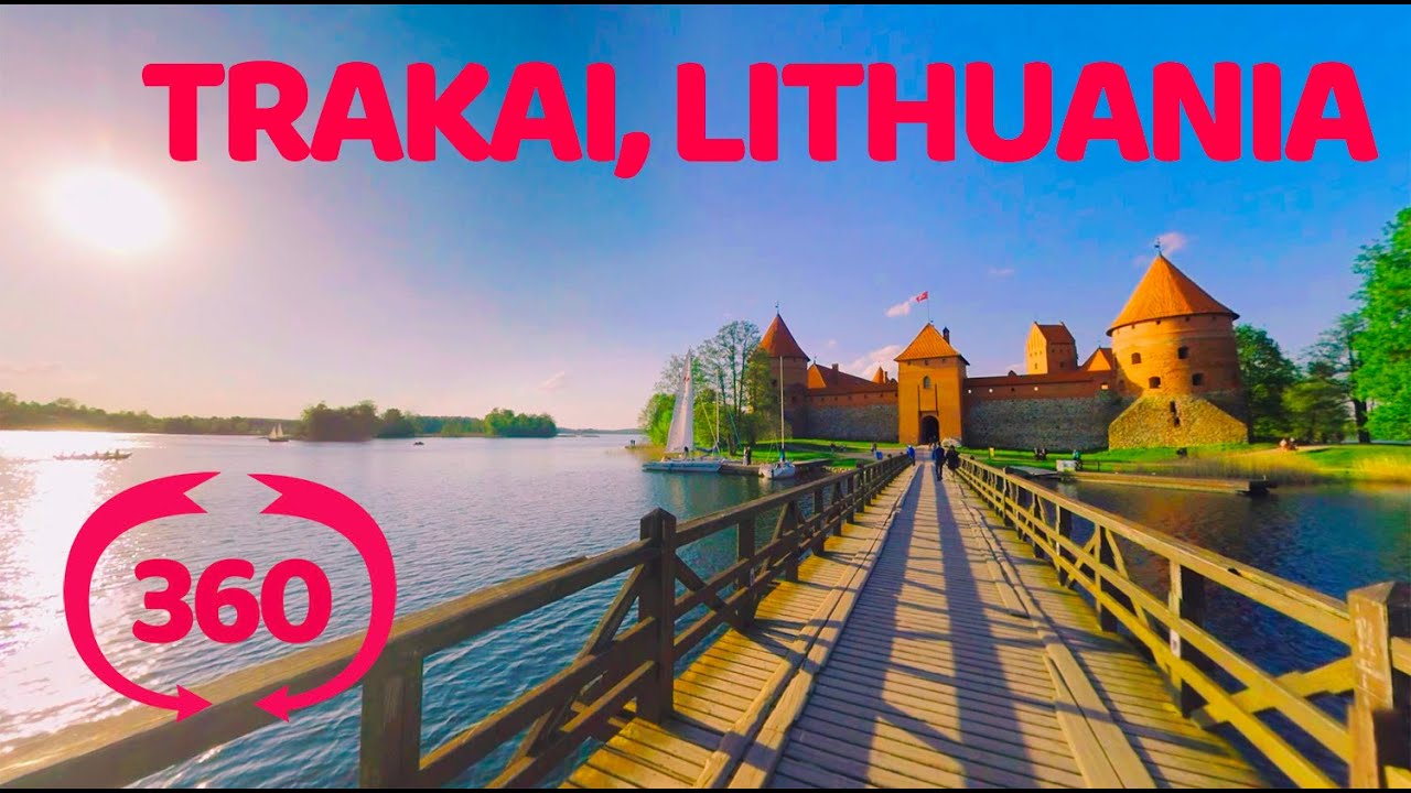 Lithuania, bridge to Trakai castle. VR 360 video.