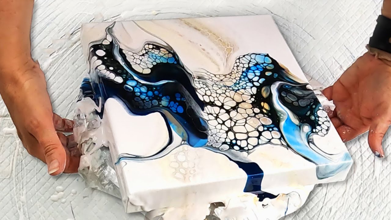 Loaded Palette Knife and Background Lacing - Acrylic Pour Painting