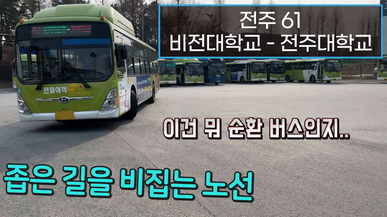 [4K] 전주시내버스 61번 비전대학교 - 전주대학교 운행영상(Jeonju City Bus No. 61)