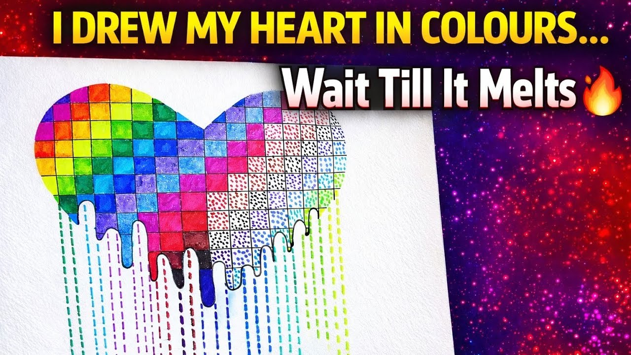 Melting Heart in COLOURS ❤️- #myart #heartdrawing 