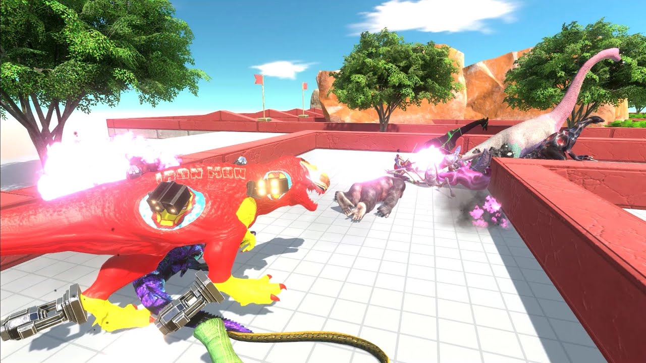 ESCAPE FROM IRON MAN T REX - Animal Revolt Battle Simulator