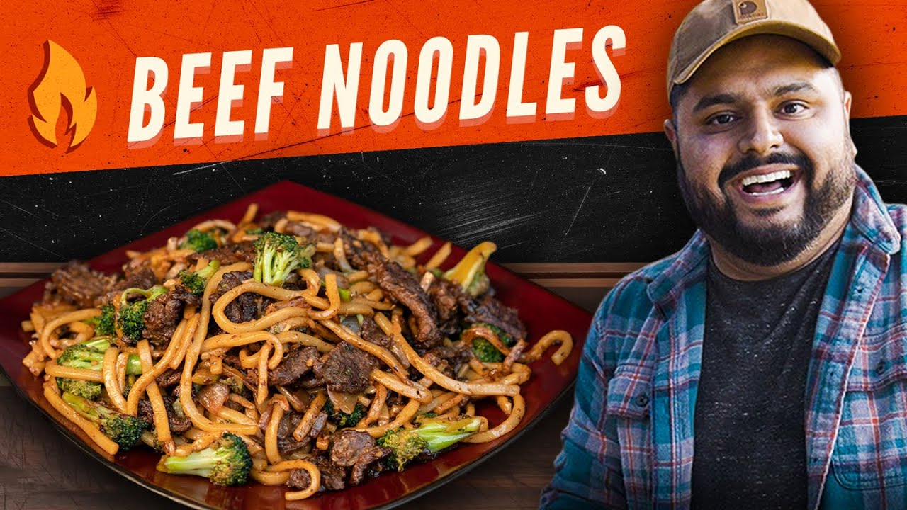 Cocinando en el Exterior - Beef Broccoli Noodles | Fuego Alto | El Guzii