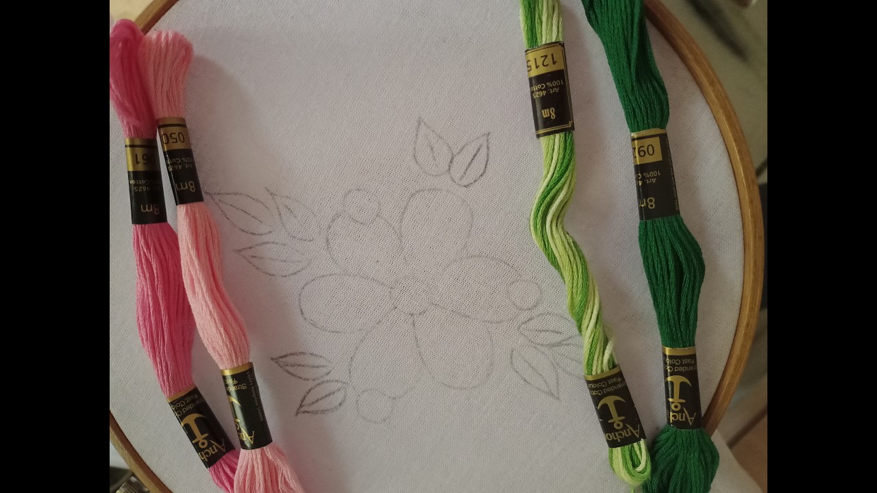 Hand embroidery/knotted buttonhole stitch, bullion, cast on stich flower embroidery.