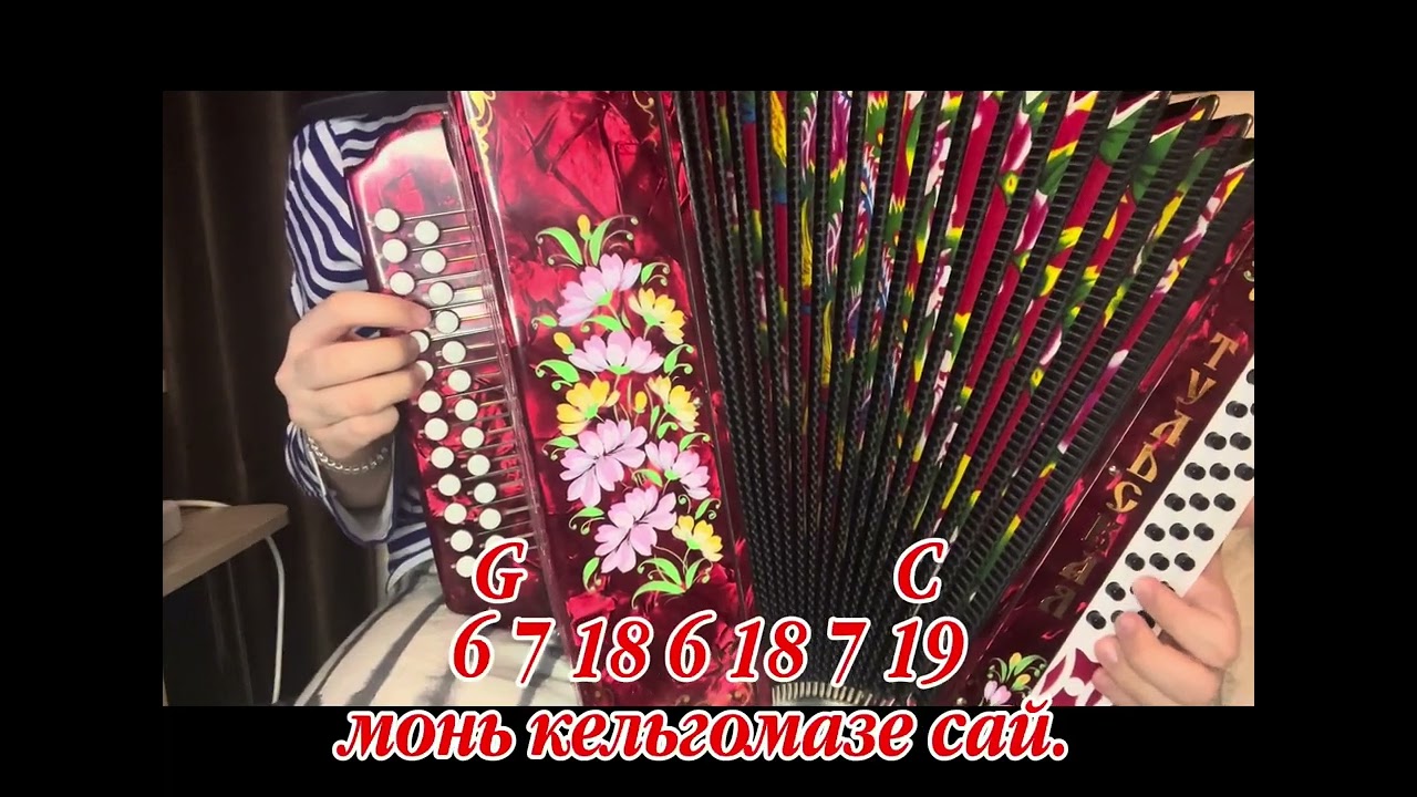 Мордовская песня «Вай паксяса» разбор на гармони по цифрам 
