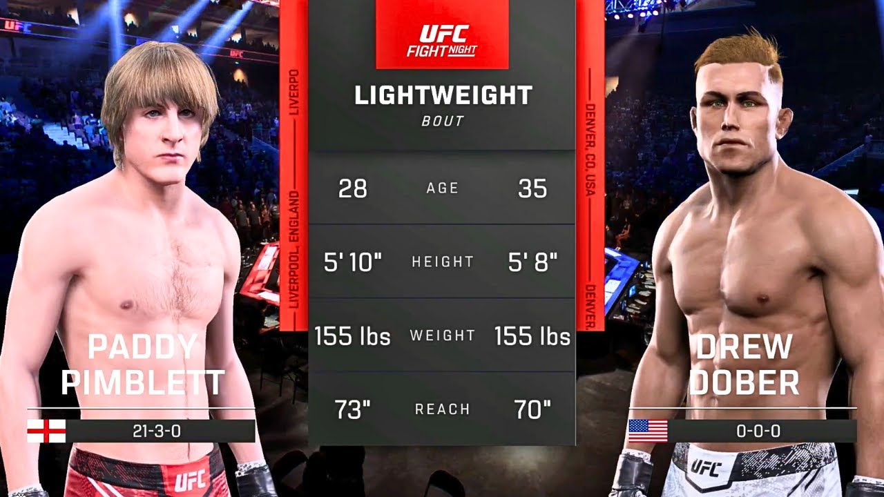 Paddy Pimblett vs Drew Dober FULL FIGHT | UFC 5 AI Simulation Gameplay (CPU vs CPU)