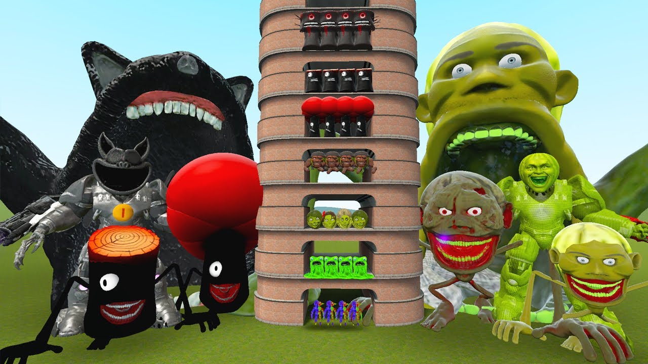 TALLGRASS LITTLE TO BIG ALL SPRUNKI MR TREE VS ALL LIN GANG MELON PHASES 1 - 10 in Garry's Mod !!